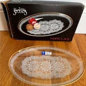 White Lace Glass Platter